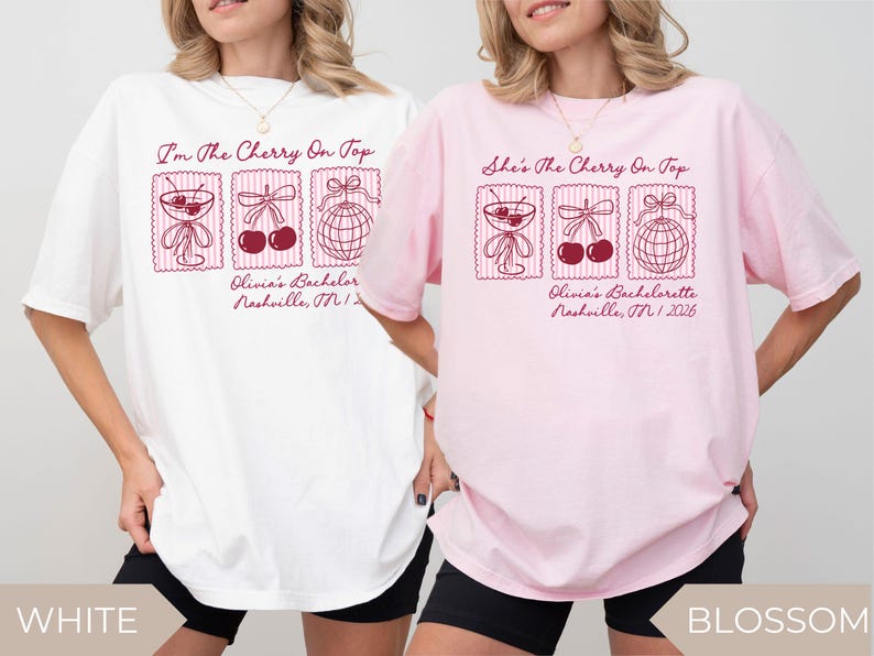 Cherry On Top Bachelorette TShirt, Matching Bridesmaid Proposal Gift, Custom Bachelorette Merch, Group Bach Party Trip Shirts, Coquette Bach image 2