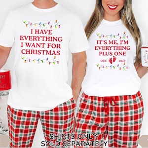 Christmas Pregnancy Announcement Shirt, Custom Due Date TShirt, Funny Couples Pregnant Matching Tops, Surprise Baby Reveal, New Parents Gift