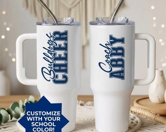 Personalized Cheer Coach Tumbler, Custom Mascot Tumbler, Team Cup with Name, School Spirit Gift, Cheerleader Coach Gift, Sports Team Gift