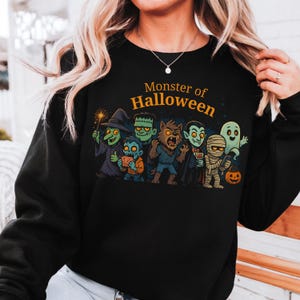 Retro Halloween Monster of Halloween Sweatshirt, Halloween Aesthetic, Vintage Halloween Shirt, Graphic Monster Sweatshirt, Oversized Shirt