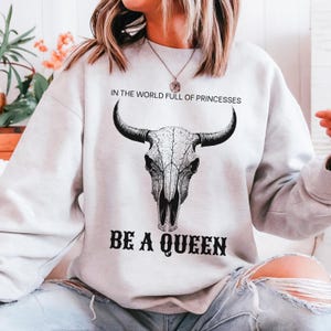 Boho Cow Skull Sweatshirt, Howdy Shirt, Wild West Shirt, Cowgirl Shirt, Bull Skull Shirt, Country Music Shirt, Wild West Sweatshirt