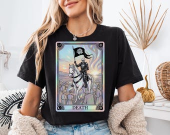 Death Tarot Skeleton Shirt, Goblincore T-Shirt, Occult Gothic Vintage Tee, Psychedelic Trippy Aesthetic, Witchy Tarot Tee, Tarot Card Tee