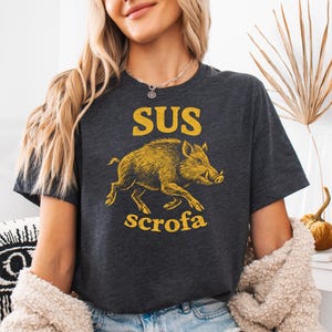 Vintage Boar Shirt, Sus scrofa Tee, Dark Academia Clothing, Scientific Illustration Top, Biology Student Gift, Retro Nature Lover