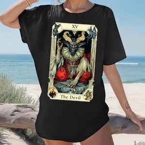 De duivel tarotshirt, tarotkaart shirts, astrologie tarotkaart shirt, astrologie T-shirt, occult shirt, mystiek shirt, Witchy tarotkaart T-shirt