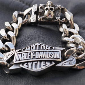 HD Harley Davidson Biker Edelstahl Bar & Shield Skull  Biker Armband Schmuck Bracelet Jewelry Steel NEU