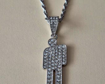 Billie Necklace - Stainless Steel and Strass Logo Pendant with Chain