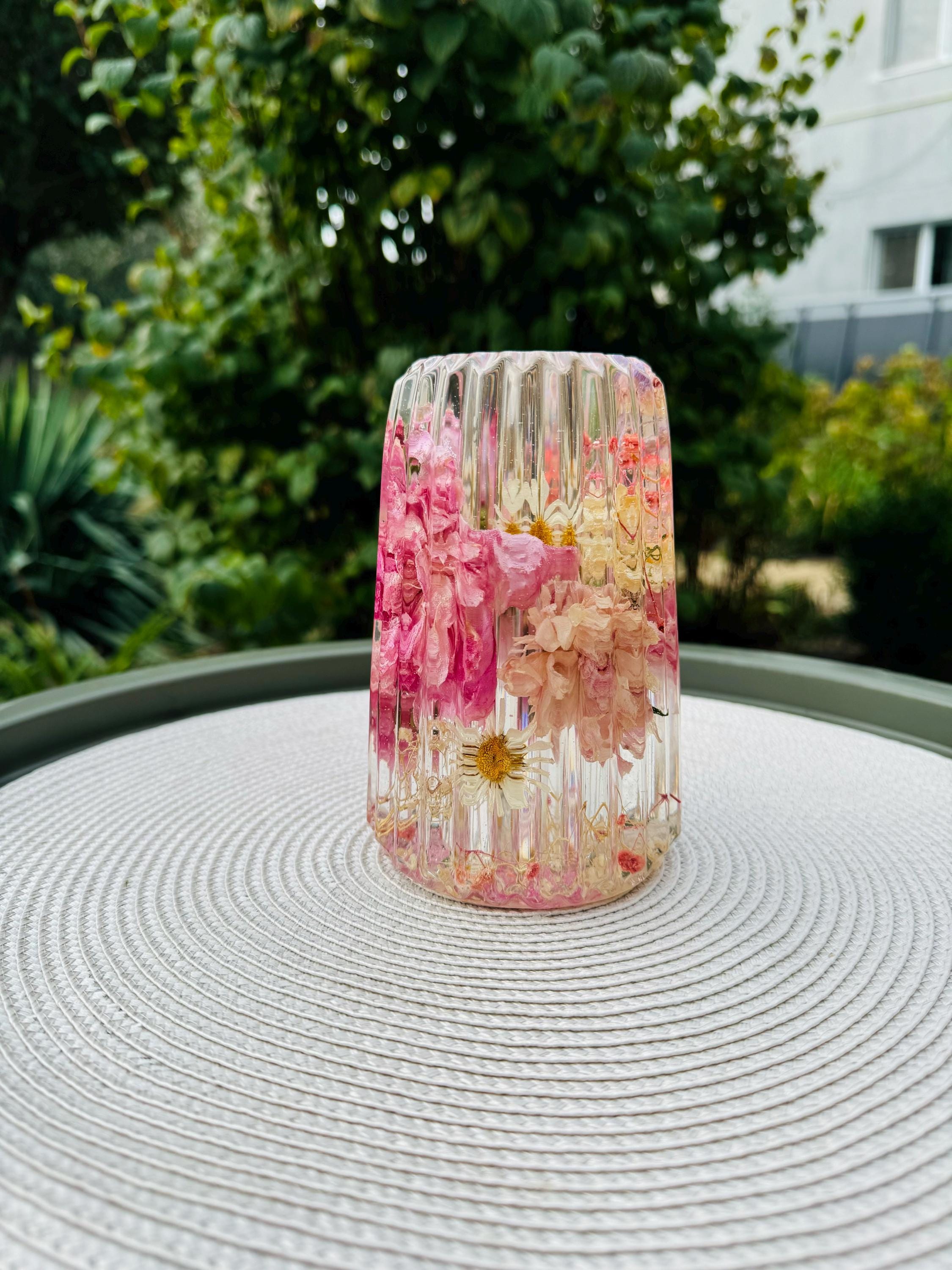 Epoxy Resin Vase with Peonies