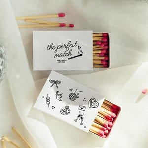 The Perfect Match Doodle Matchbox Template Design Wedding Matches Matchbox Favor Personalized Custom Matchbox Personalized Matches