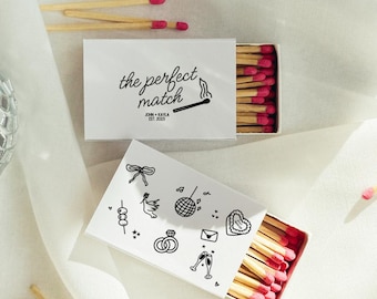 Doodle Matchbox Label Template: Wedding Favor, Personalized Design (Digital Download)
