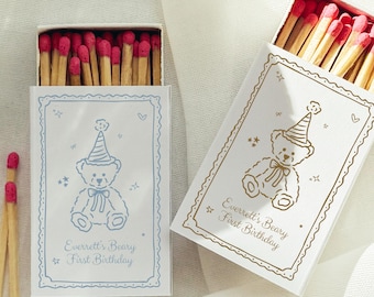 Beary First Birthday Matchbox Template Baby Shower Party Favors Locally Grown Baby Shower Personalized Matchboxes Custom matchbooks Oh Baby