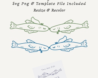 Customizable Wedding Monogram, Kissing Fish Wedding Logo Clip Art QuirkyWedding Crest Personalized Monogram Kissing Fish SVG, PNG