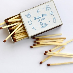 Modello di scatola di fiammiferi per neonato Bomboniere per baby shower Scatola di fiammiferi per baby shower di produzione locale Scatole di fiammiferi personalizzate Scatole di fiammiferi personalizzate Oh Baby