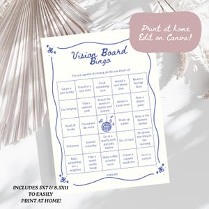 Carte de bingo Vision 2025 imprimable Cartes de bingo d'activités Modèle modifiable pour la définition d'objectifs de carte de bingo Vision 2025