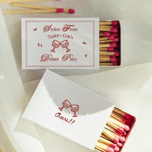 Stolen From Dinner Party Matchbox Template Design Gift for Holiday Party Favor Personalized Matches for Christmas Themed Design Party Favor