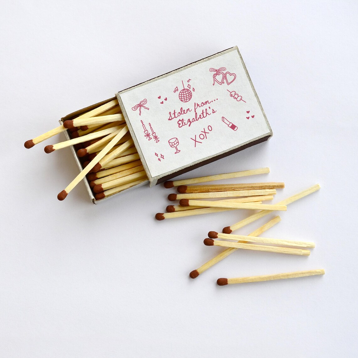 Hand-drawn Matchbox Template Customizable Matchbook Design for Weddings ...