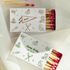 Camping Bachelorette Matchboxes Camp Bachelorette Party Favors Personalized Matchbooks for Outdoorsy Bridal Showers Parent Trap Themed Bach