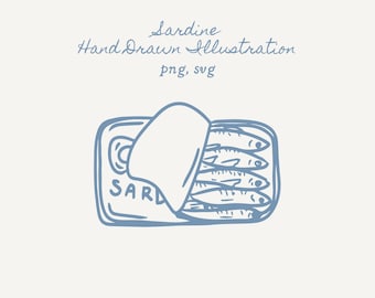 Sardine Liebhaber Fischer Ästhetische Hand gezeichnet Gekritzel SVG PNG