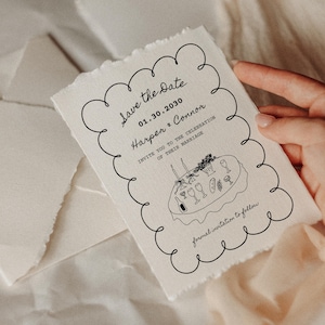 Hand Drawn Save the Dates Invitation Template Editable Canva Template Wedding Invite Whimsical Wedding  Bridal Shower Invite Download Bow