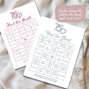 Juego de bingo para despedida de soltera dibujado a mano: plantilla "Encuentra al invitado" editable e imprimible Descarga instantánea Despedida de soltera caprichosa en un jardín de bodas