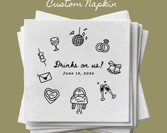 Custom Coaster Napkin Design File Bachelorette Napkins for Wedding Custom Coaster for Event Housewarming gift Personalized Gift for Couple