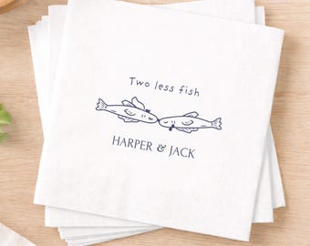 Personalized Wedding Cocktail Napkin Template Two less fish Rehearsal Dinner Engagement Party Bridal Shower Decor Cabo Wedding