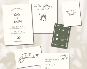 Handgezeichnete Hochzeitseinladung zum Ausdrucken: Antwortkarte zum Ausdrucken (Digitaler Download)