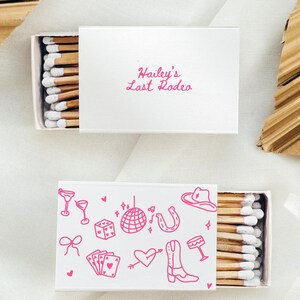 Last Rodeo Matchbox Favors | Cowgirl Bachelorette Party, Doodle Design (Digital Template) image 7