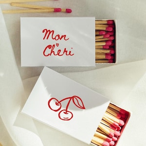 Mon Cheri テンプレートデザイン ウェディングマッチ マッチ箱の記念品 少し古いカスタムマッチ箱 ソーシャルクラブウェディング 完璧なマッチ