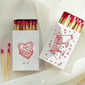 Heart Cake Doodle Matchbox Template Design Wedding Matches Matchbox Favor Personalized  Custom Matchbox Personalized Matches for Wedding