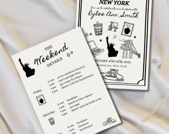 New York Bachelorette Invitation Template, NYC Girls Weekend Itinerary (Digital Download)