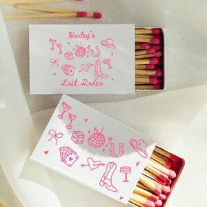 Last Rodeo Matchbox Favors | Cowgirl Bachelorette Party, Doodle Design (Digital Template) image 8