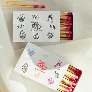Whimsical Wedding Matchbox Template Hand Drawn Personalized Matchboxes Wedding Favors for Wedding Design for Download Custom Matchboxes