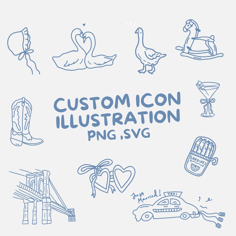 Custom Hand-Drawn Icon: Wedding, Social Media (PNG, SVG Digital Download) image 1