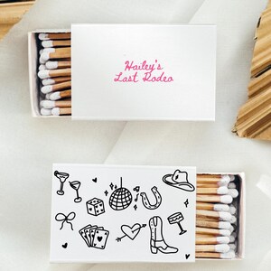 Last Rodeo Matchbox Favors | Cowgirl Bachelorette Party, Doodle Design (Digital Template) image 6