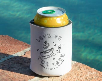 Custom Wedding Can Coolers Personalized Koozies for Beach Wedding, Bachelorette Party, or Party Favor Custom Hand-Drawn Design