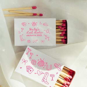 Last Rodeo Matchbox Favors | Cowgirl Bachelorette Party, Doodle Design (Digital Template) image 1