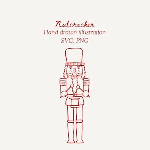 Ilustração de quebra-nozes desenhada à mão – Clipart de Natal para cartões, presentes e decoração | Download digital