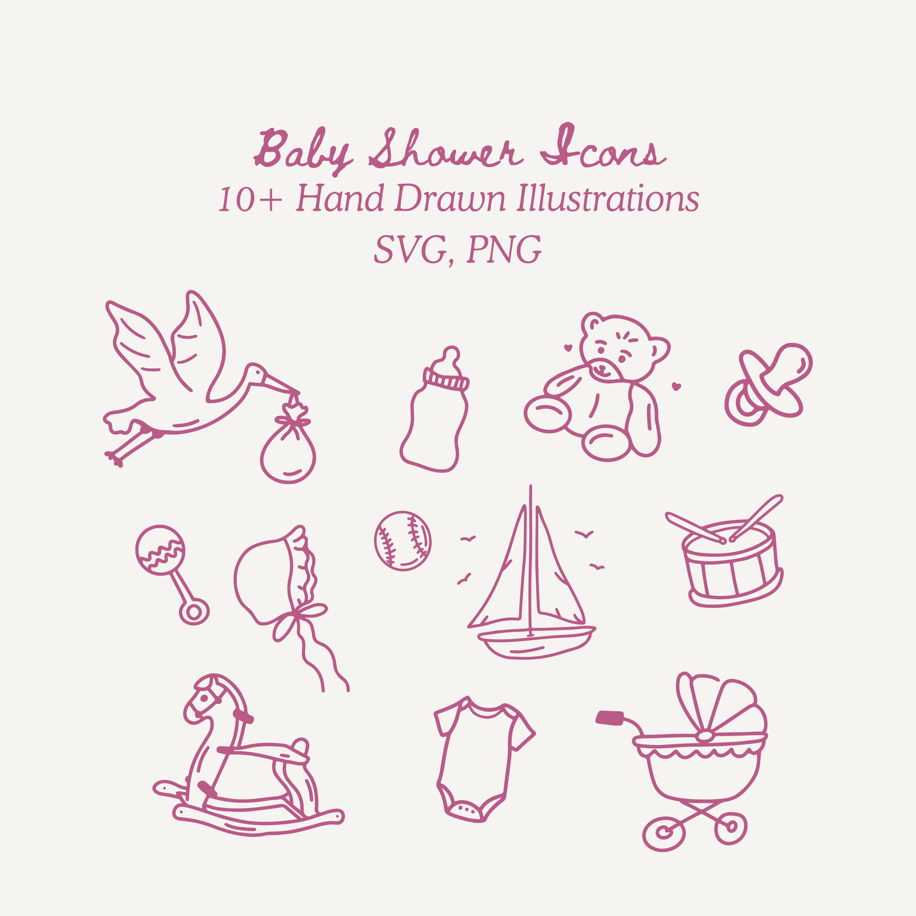 Whimsy Baby Shower Icon Set Gender Reveal Clip Art Baby Shower Hand Drawn  Illustration Bundle Illustration SVG PNG - Etsy, image size:3000x3000