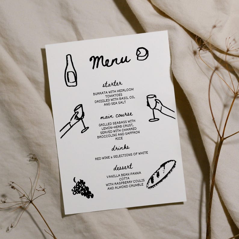 Menu Order Invite Friendsgiving Invitation & Menu Template Wine and Cheese Girls Dinner ...