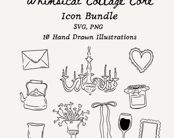 Hand Drawn Whimsy Illustrations, Wedding Clipart Bundle, Baby Shower Icons for Invitations, Whimsical Style PNG, Bridal Shower Dinner Icons