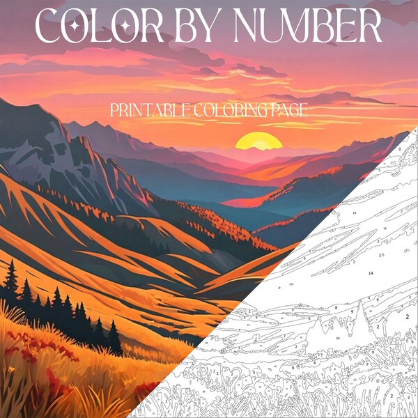 Color By Number, Paint By Number, Coloring For Adults, Landscape Coloring, Printable Coloring