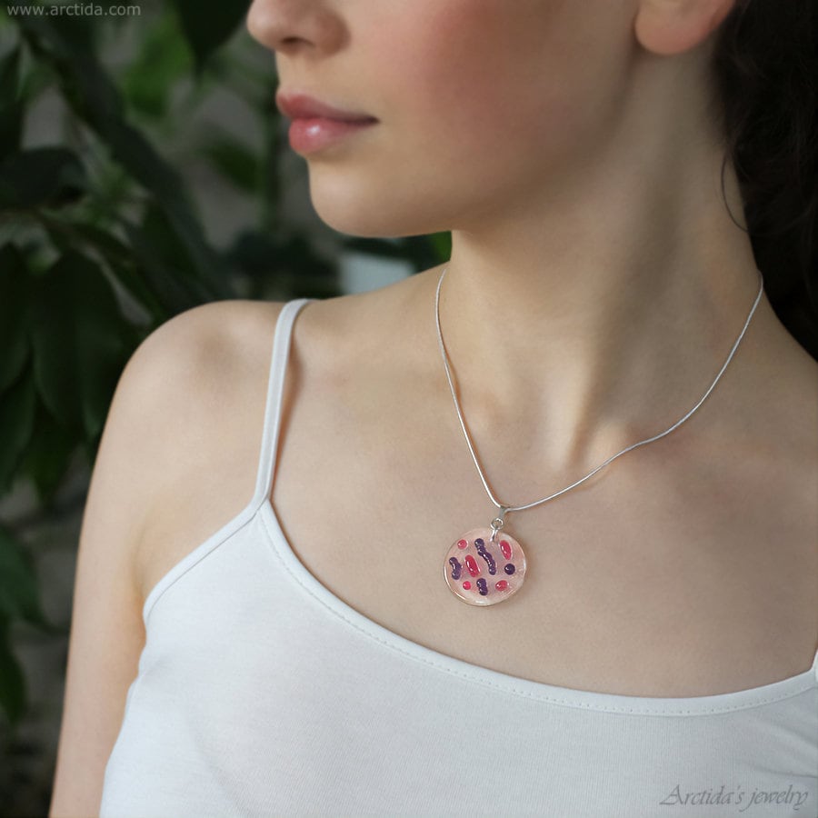 Bacteria Necklace for Women Gram Stain Microbiology Jewelry Medical