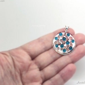 Ocean necklace for women Marine biology gift for her unique Nature Science jewelry Glass Art water drops blue white Air bubbles underwater image 4