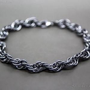 Mens bracelet silver bracelet for men Mens gift for him Oxidized sterling silver black Spiral rope chain Norse Viking bracelet Mens jewelry image 4