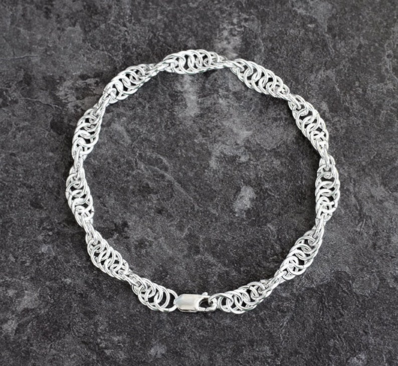 Mens bracelet silver bracelet for men Mens gift for him Oxidized sterling silver black Spiral rope chain Norse Viking bracelet Mens jewelry image 9