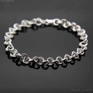 Sterling silver bracelet for men bracelet silver Mens gift for him Black rope chain spiral Norse Viking bracelet Personalized mens jewelry Silver