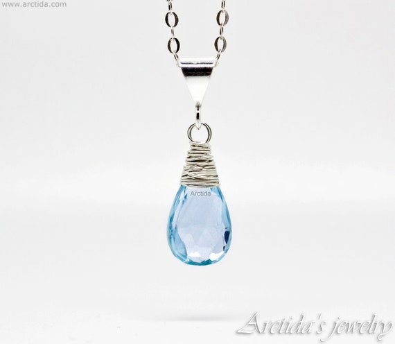 Blue Topaz Necklace for Women Sky Blue 