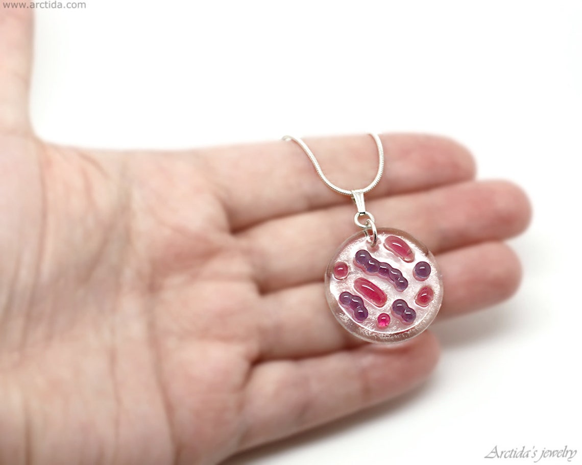 Bacteria Necklace for Women Gram Stain Microbiology Jewelry Medical