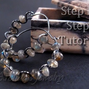 Earrings tutorial Hoops tutorial DIY hoops earrings Wire wrap tutorial Wire wrapped jewelry tutorial beading tutorial earrings pattern PDF image 2