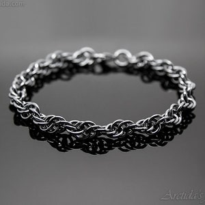 Mens bracelet silver bracelet for men Mens gift for him Oxidized sterling silver black Spiral rope chain Norse Viking bracelet Mens jewelry image 2